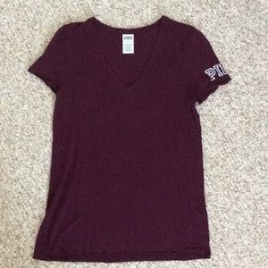 PINK V neck tee shirt, small